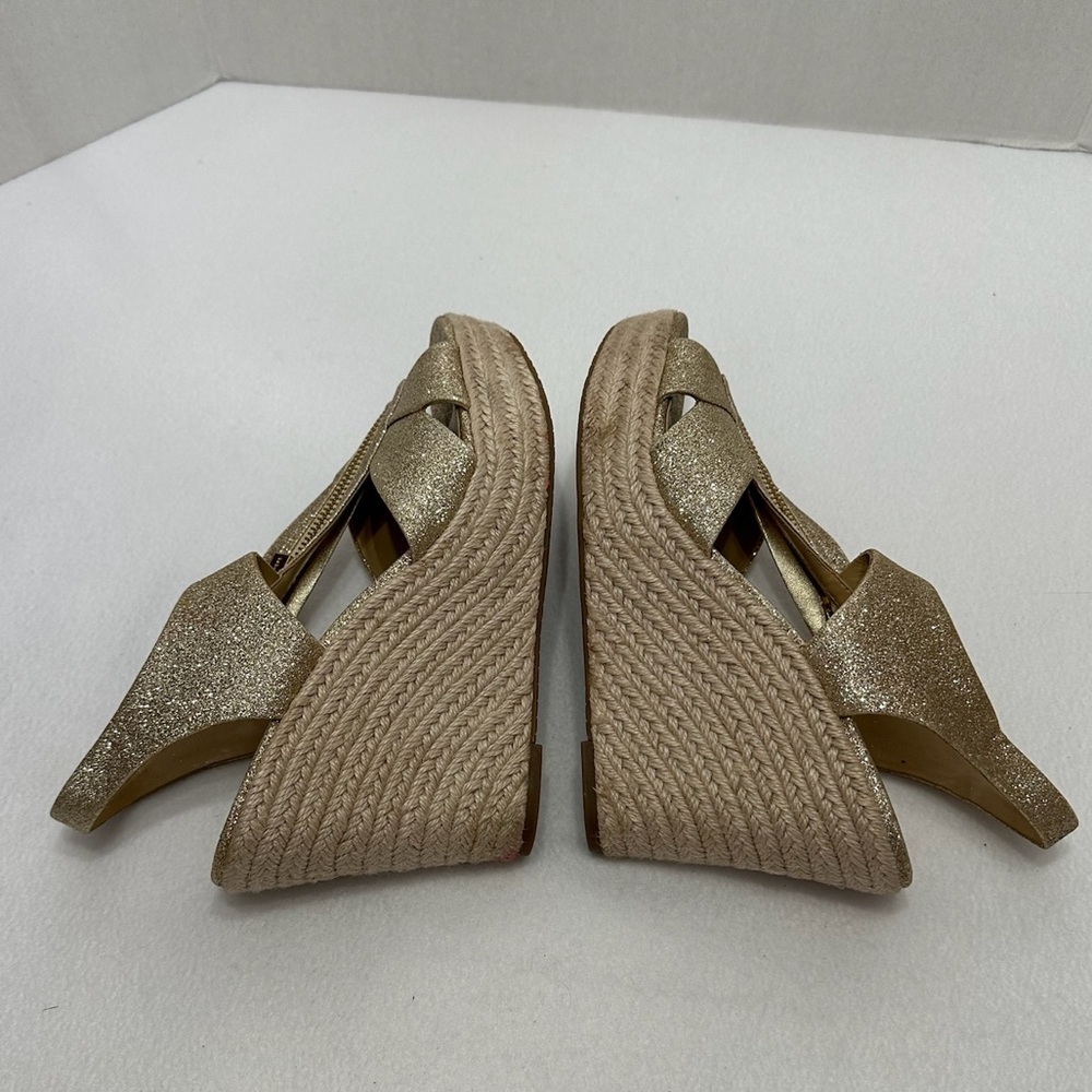 Michael Kors Berkley Gold Metallic Glitter Wedge Platform Espadrille US 9.5 NWOT - Picture 8 of 14